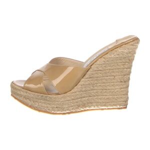 Jimmy Choo Phyllis Criss Cross Wedge Sandals - Nude
